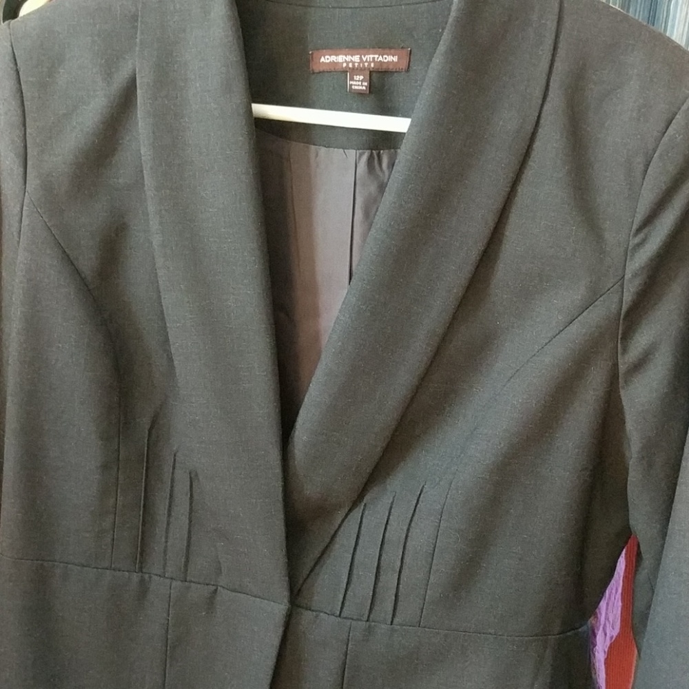 Adrienne Vittadini dark gray blazer, 3/4 sleeves - Picture 2 of 5
